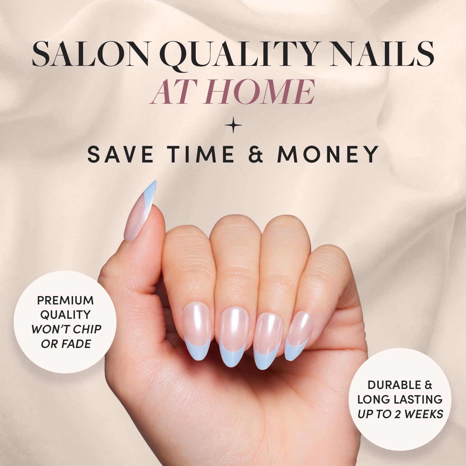 imageGlamnetic Press On Nails Classic Red Opaque Cool Tone Timeless Red Short Almond Fake Nails Salon Quality 15 Sizes 30 Nail Kit3N Blueberry Icing