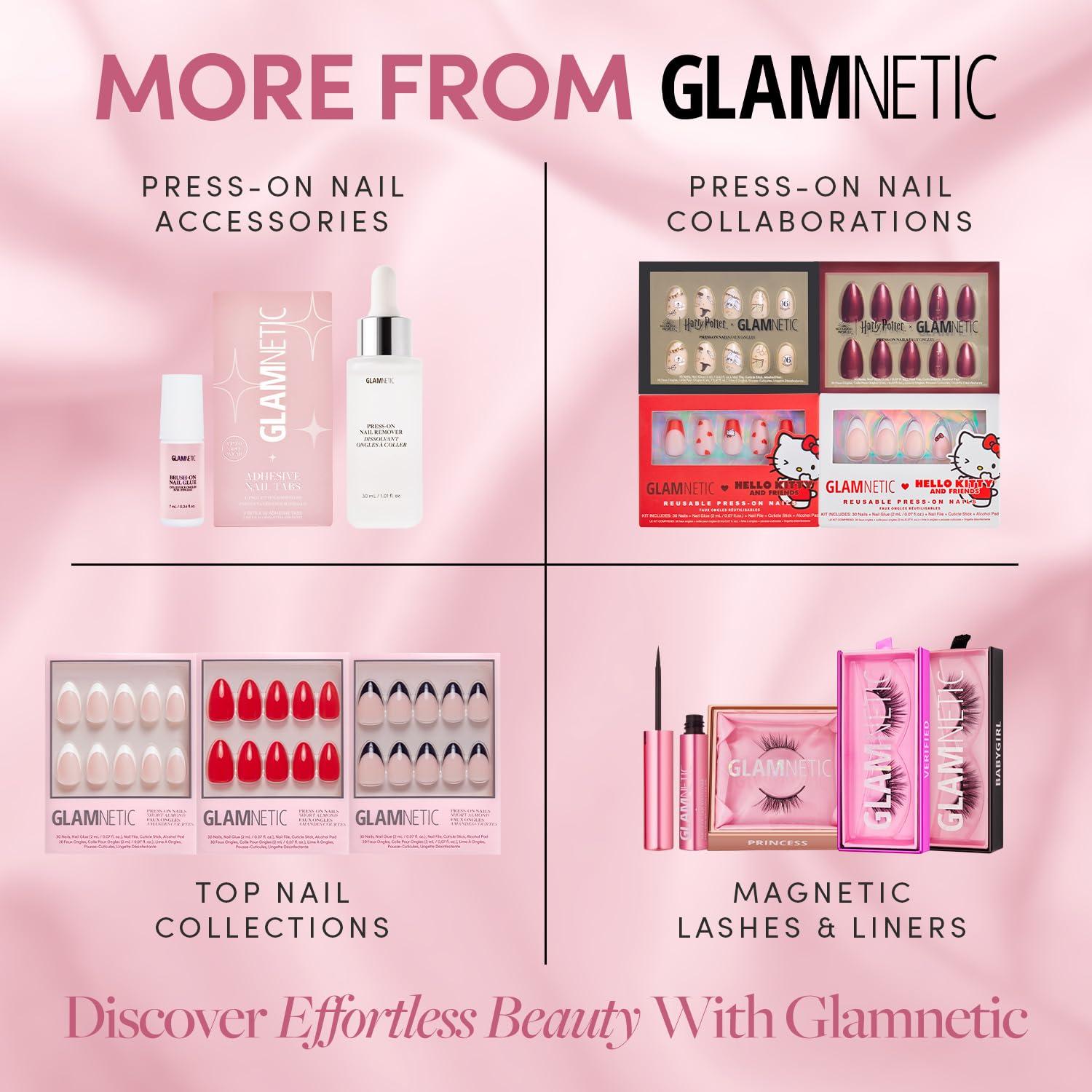 imageGlamnetic Press On Nails Classic Red Opaque Cool Tone Timeless Red Short Almond Fake Nails Salon Quality 15 Sizes 30 Nail Kit3N Blueberry Icing