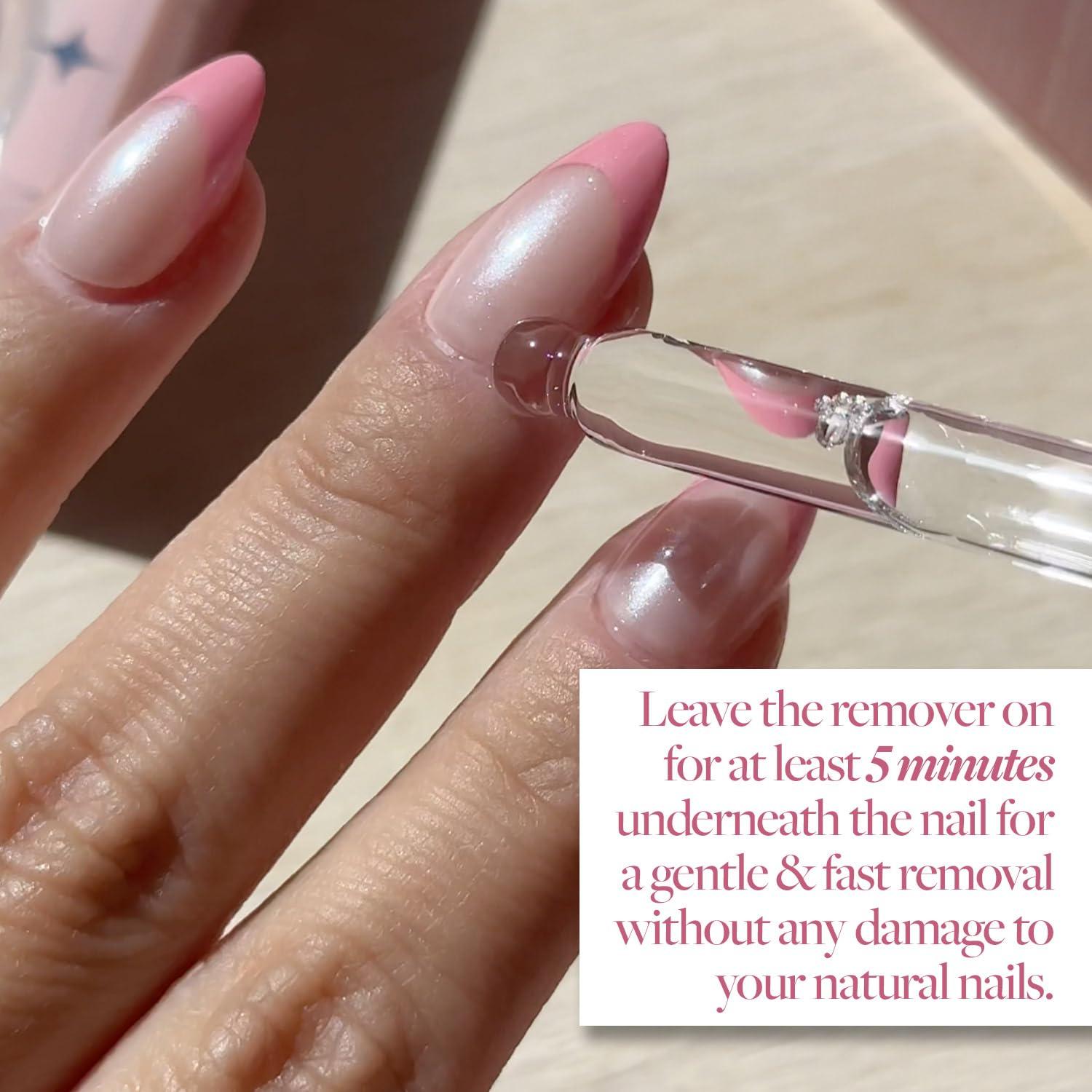 imageGlamnetic PressOn Nails Caviar Super Strong Brush On Nail Glue ampamp PressOn Nail Remover SemiTransparent Nails with Black French Tips Short Almond Shape Reusable Nail Kit with Glue ampamp Remover