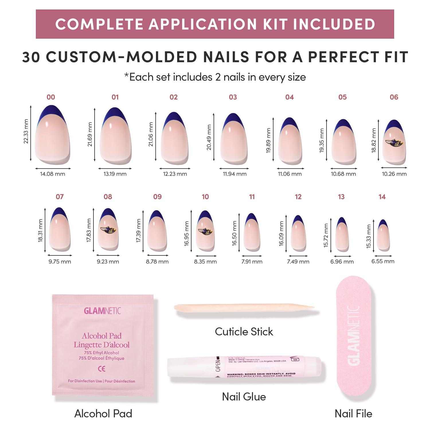 imageGlamnetic x Fanatics Press On Nails Washington Commanders Short Almond Fake Nails NFL Commanders Red French Tips Football Nails SalonQuality 15 Sizes 30 Nail Kit with GlueBaltimore Ravens