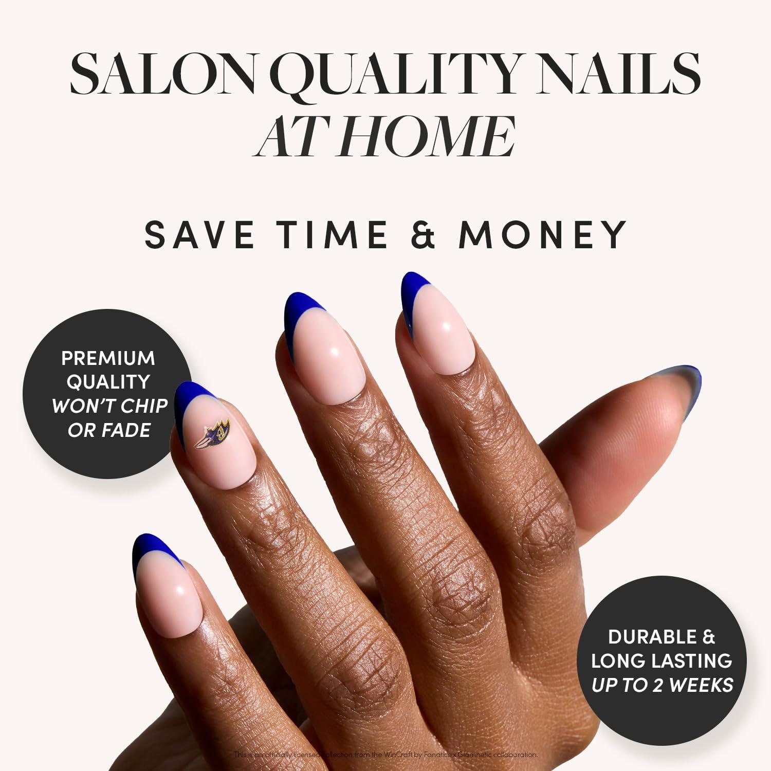 imageGlamnetic x Fanatics Press On Nails Washington Commanders Short Almond Fake Nails NFL Commanders Red French Tips Football Nails SalonQuality 15 Sizes 30 Nail Kit with GlueBaltimore Ravens