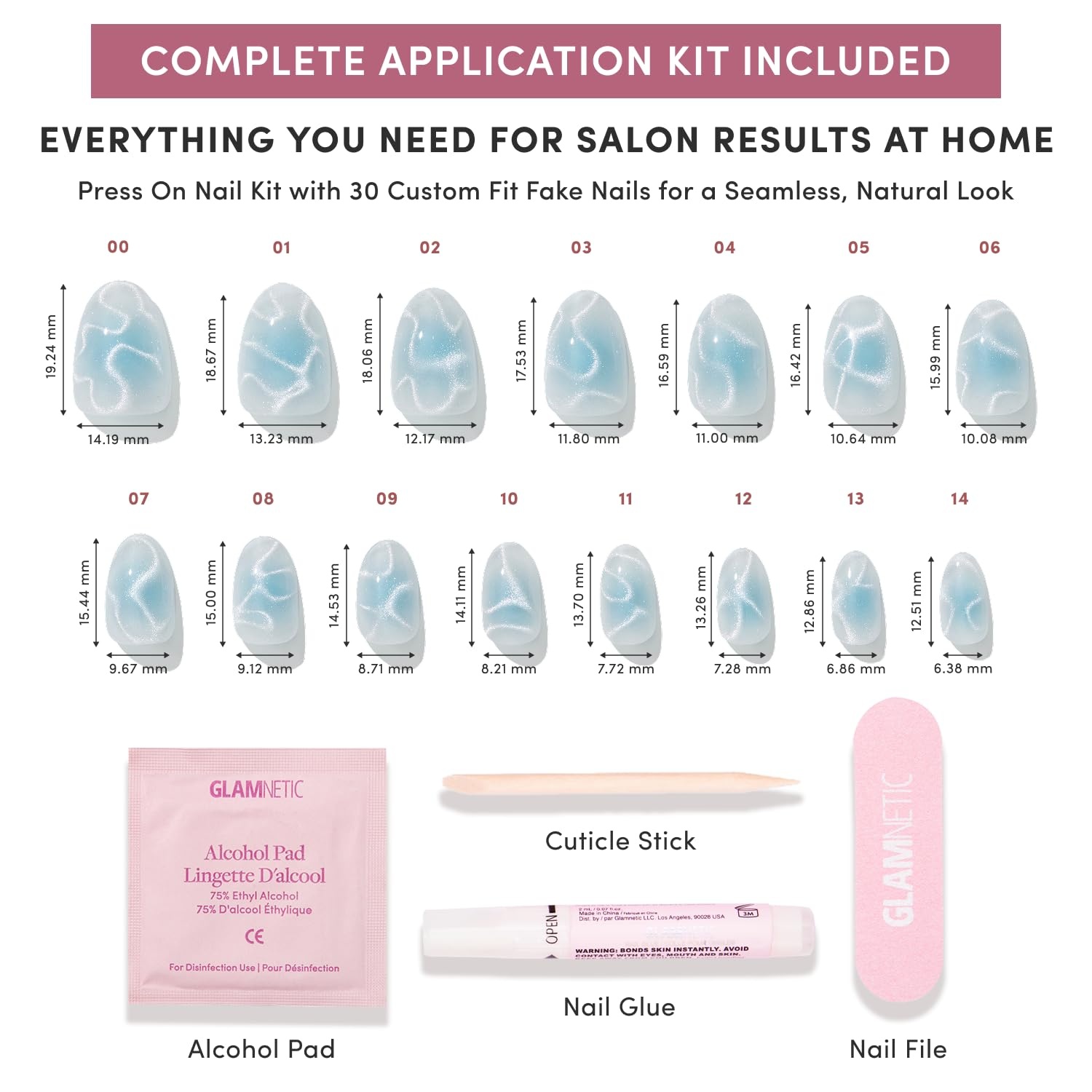 image:imageGlamnetic Press On Nails Short Oval Glazed Fake Nails 30 Pc Full KitCloud Dance Light Blue CatEye