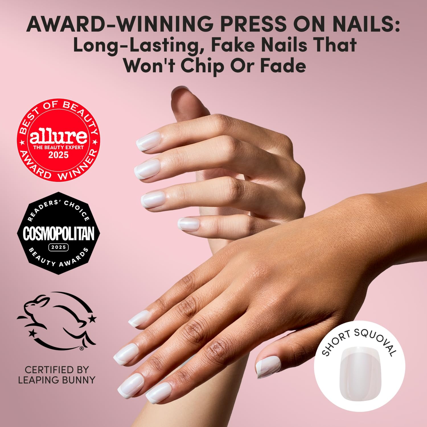 image:imageGlamnetic Press On Nails Short Oval Glazed Fake Nails 30 Pc Full KitSoft Tulle Milky White French Tip