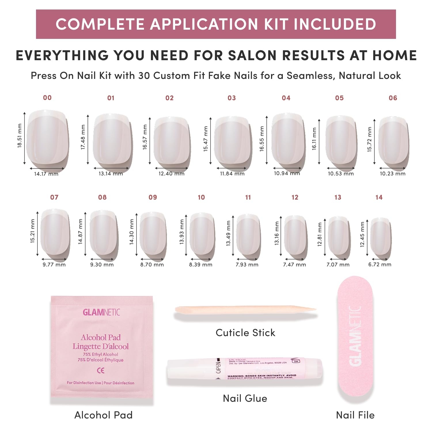 image:imageGlamnetic Press On Nails Short Oval Glazed Fake Nails 30 Pc Full KitSoft Tulle Milky White French Tip