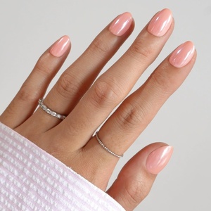 Glamnetic Press On Nails – Short Oval Glazed Fake Nails 30 Pc Full Kit(Soft Skin – Light Pink Solid)