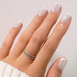 Glamnetic Press On Nails – Short Oval Glazed Fake Nails 30 Pc Full Kit(Soft Tulle – Milky White French Tip)