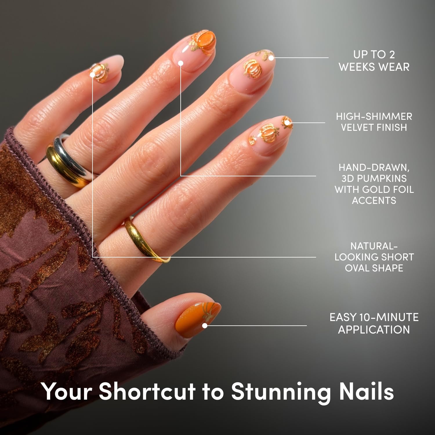 image:imageGlamnetic PressOn Nails Bundle Golden Gourds Bitter Orange Alakazam amp Pumpkin Patch Halloween Fake Nails