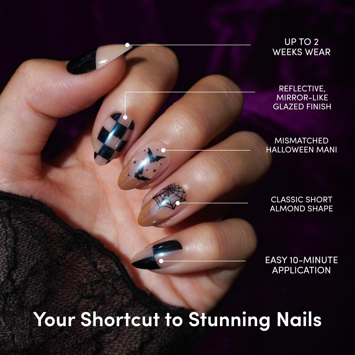 image:imageGlamnetic PressOn Nails Bundle Lil Devils Bat Check amp My Boo Halloween Fake Nails