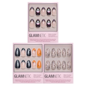 Glamnetic Press-On Nails Bundle – Mani De Los Muertos, October Nights & Lady Web | Halloween Fake Nails