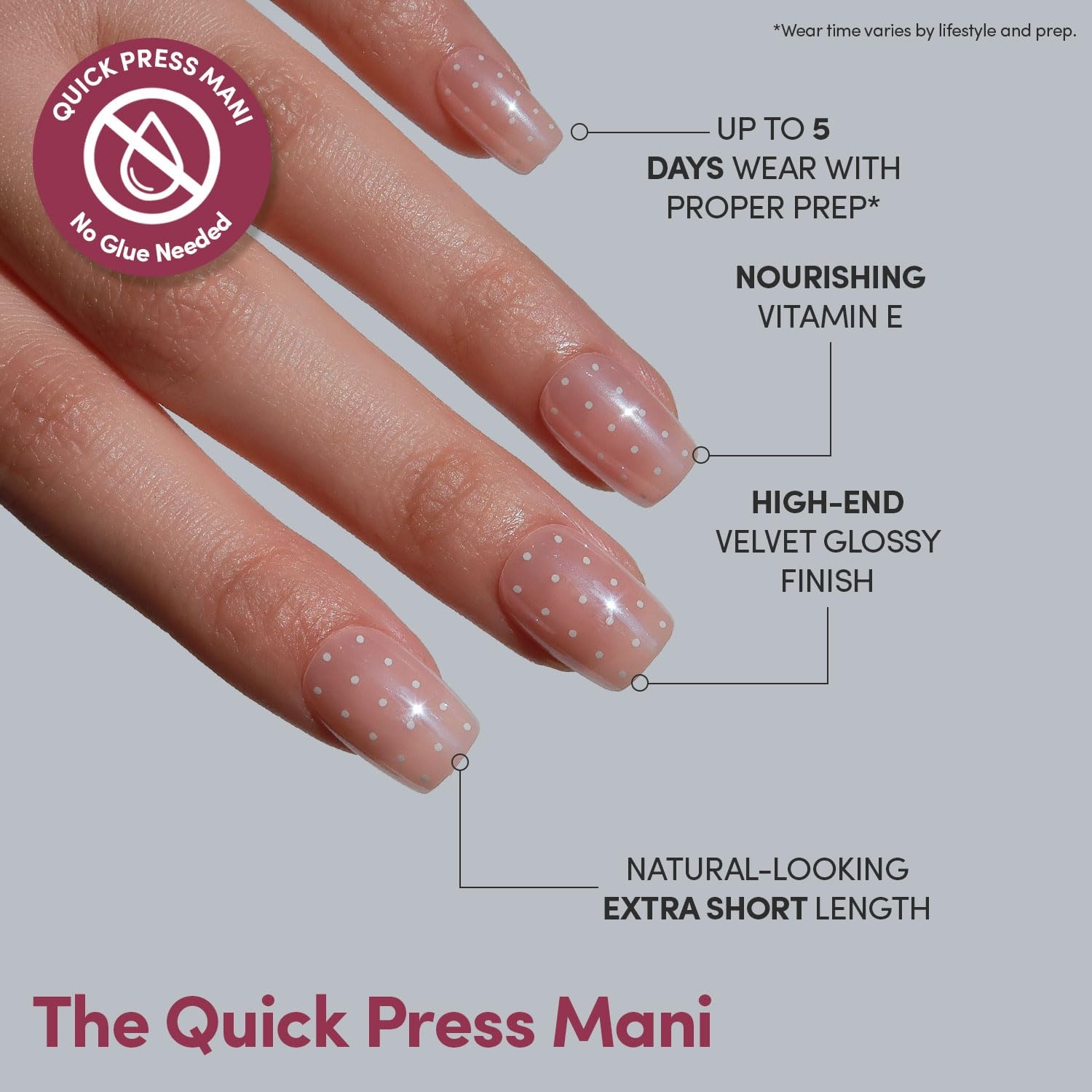 image:imageGlamnetic Press On Nails Quick Press No Glue Mani Extra Short Almond 30pcDainty Dots