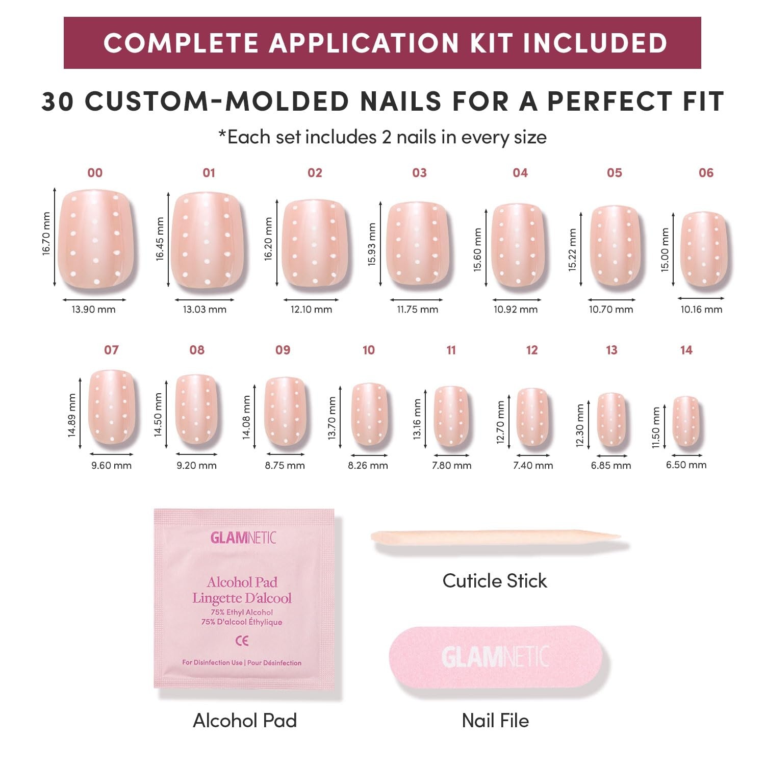 image:imageGlamnetic Press On Nails Quick Press No Glue Mani Extra Short Almond 30pcDainty Dots