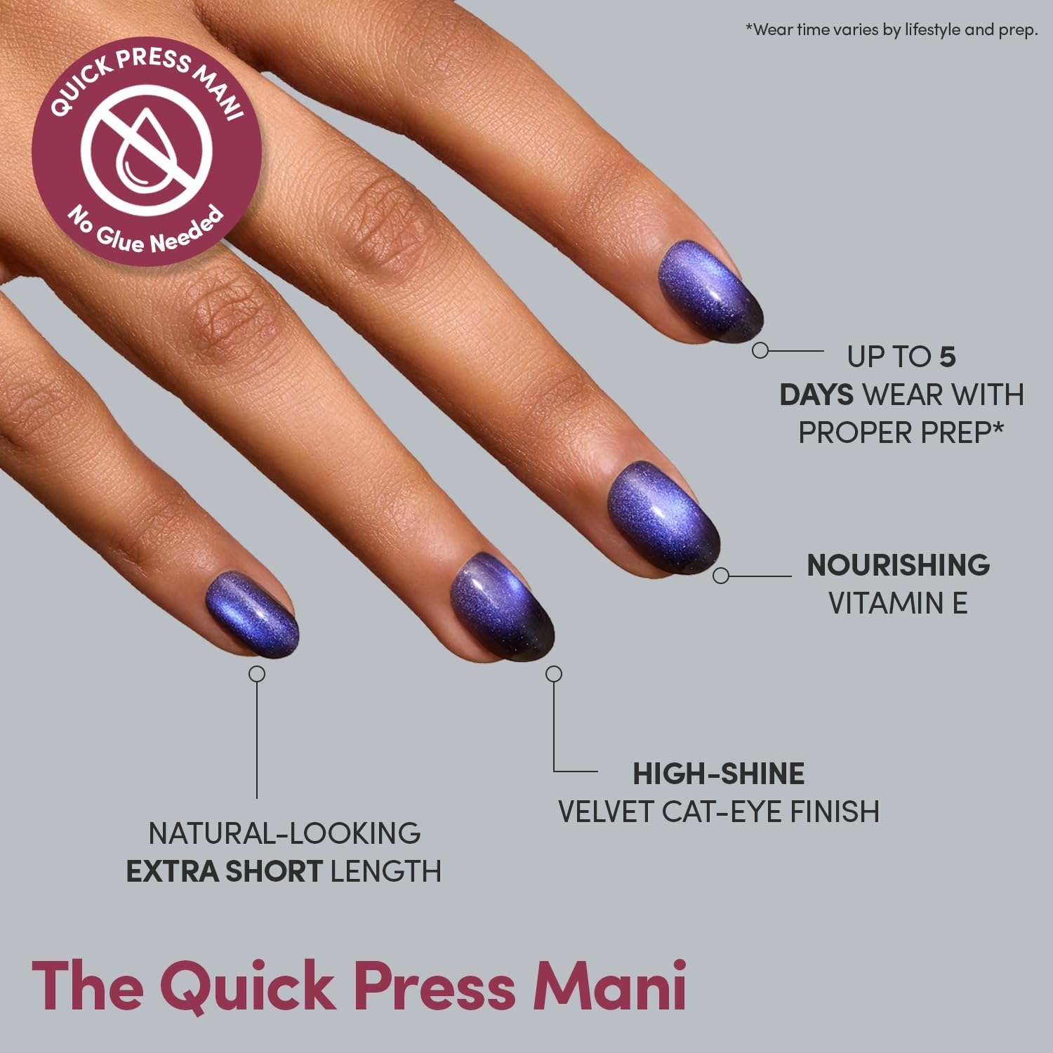 image:imageGlamnetic Press On Nails Quick Press No Glue Mani Extra Short Almond 30pcDeep Winter