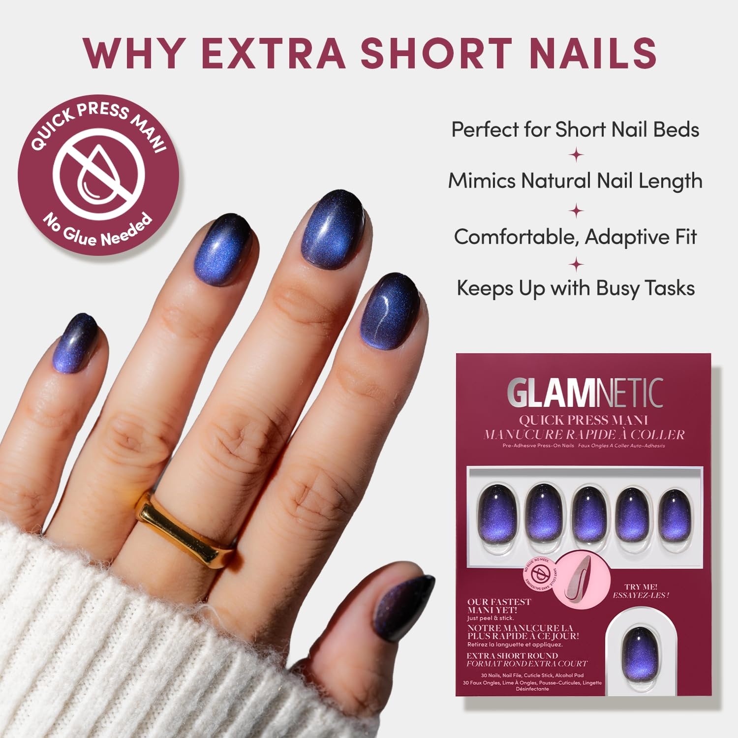 image:imageGlamnetic Press On Nails Quick Press No Glue Mani Extra Short Almond 30pcDeep Winter