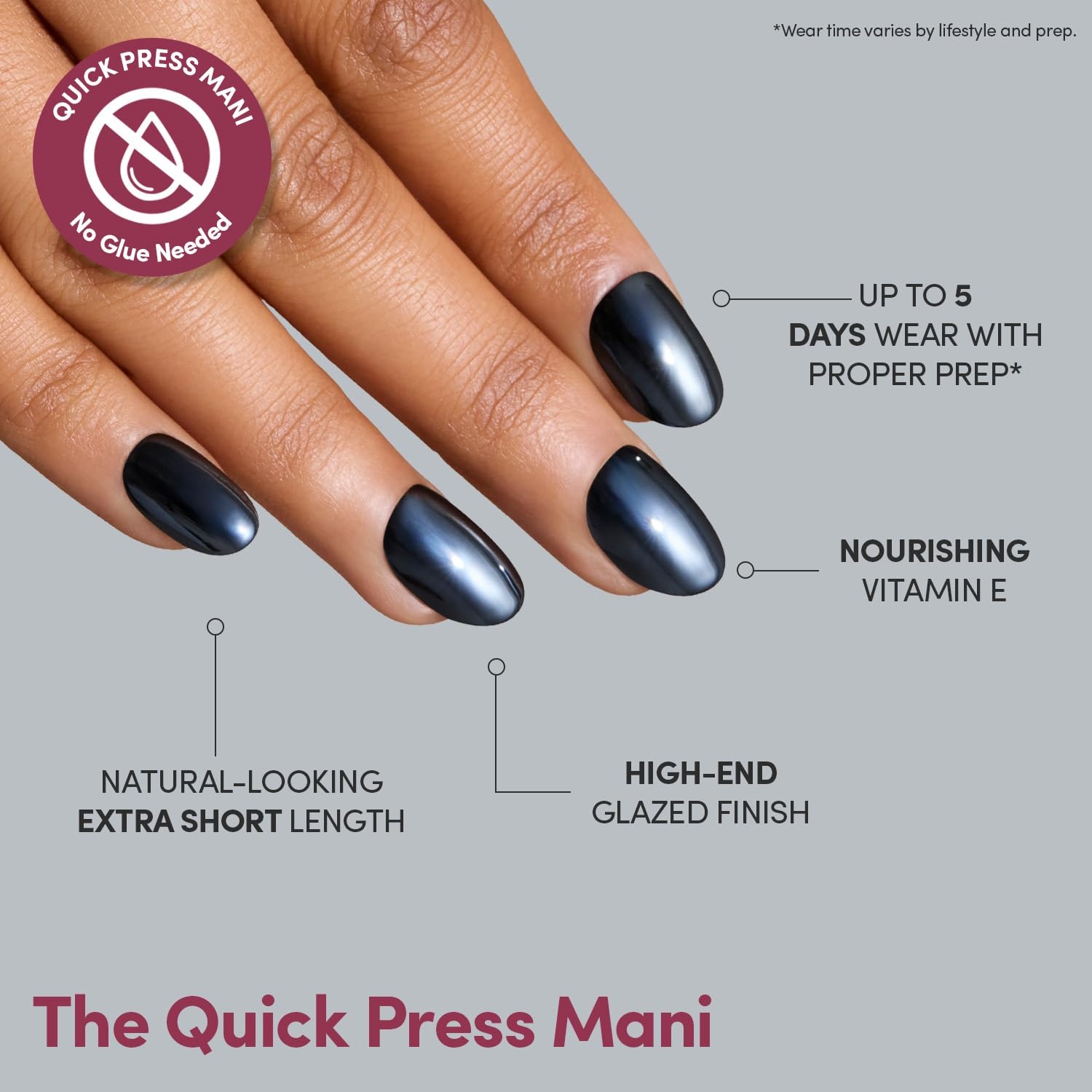 image:imageGlamnetic Press On Nails Quick Press No Glue Mani Extra Short Almond 30pcInk Spell