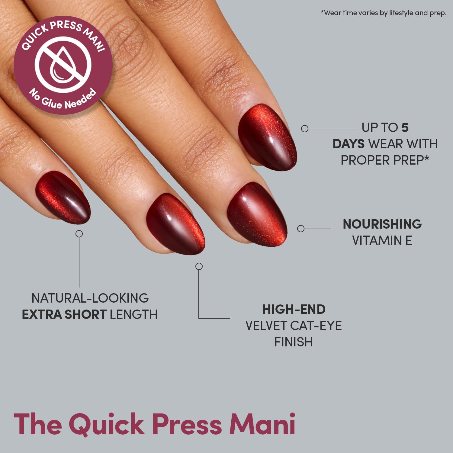 image:imageGlamnetic Press On Nails Quick Press No Glue Mani Extra Short Almond 30pcMidnight Merlot