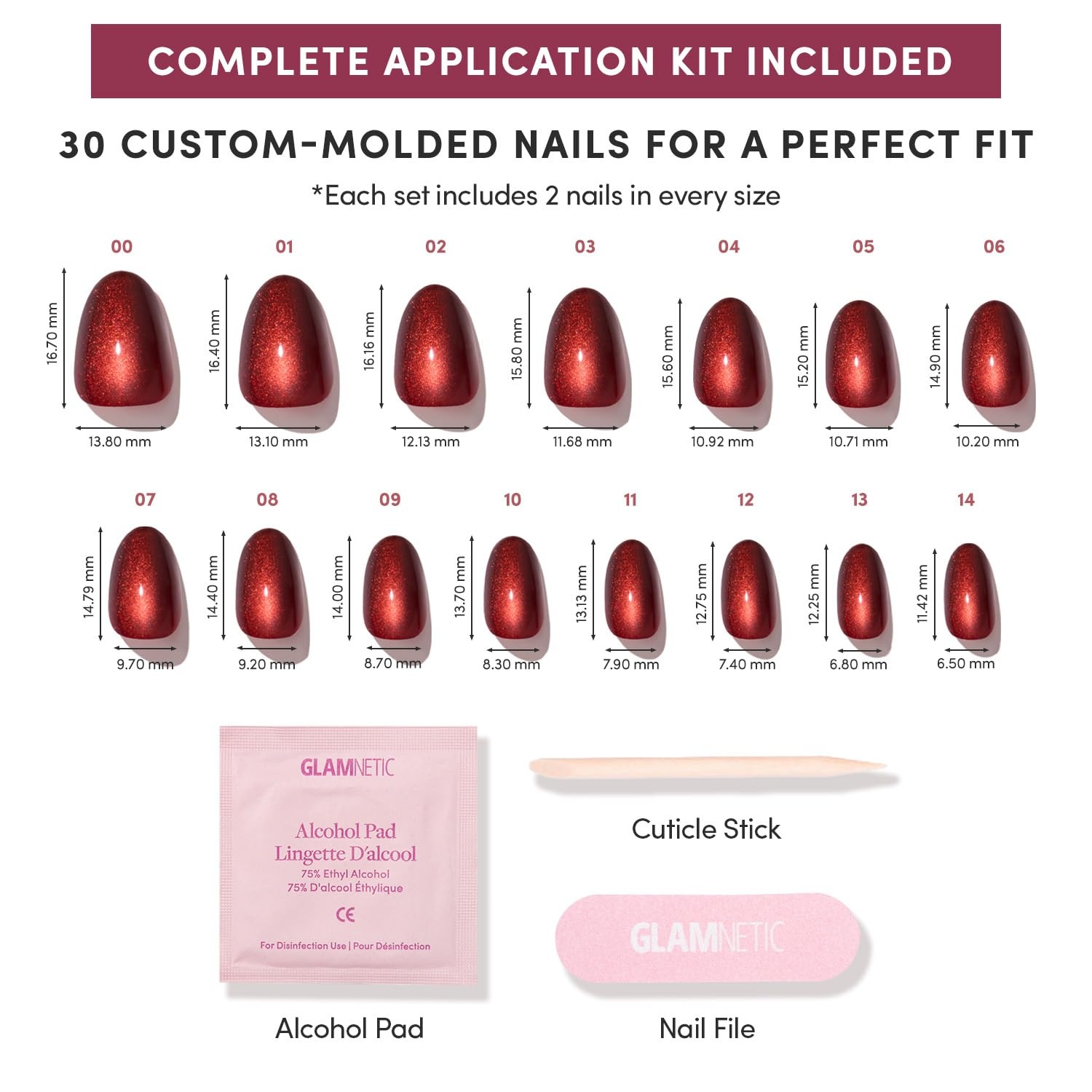 image:imageGlamnetic Press On Nails Quick Press No Glue Mani Extra Short Almond 30pcMidnight Merlot