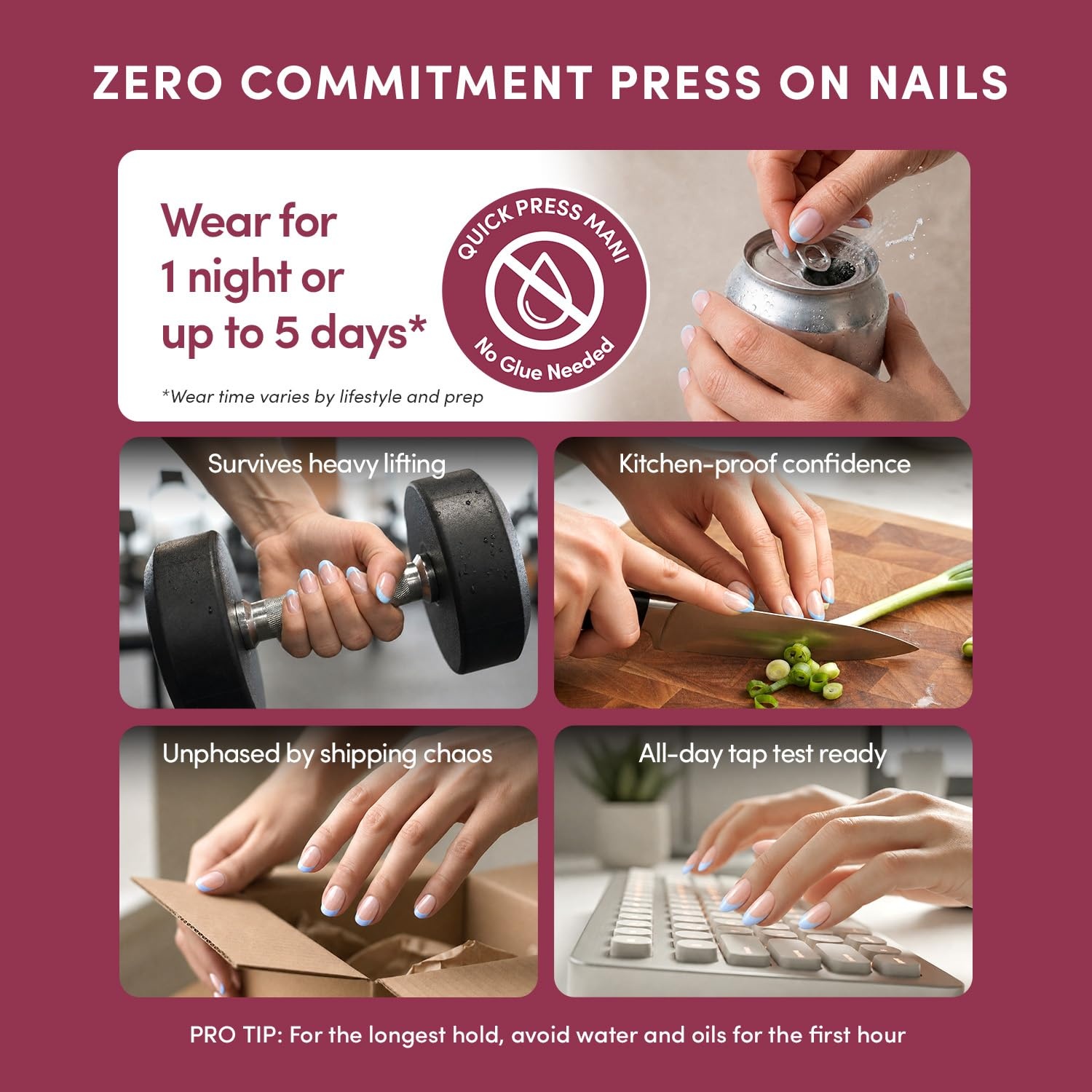 image:imageGlamnetic Press On Nails Quick Press No Glue Mani Extra Short Almond 30pcMidnight Merlot