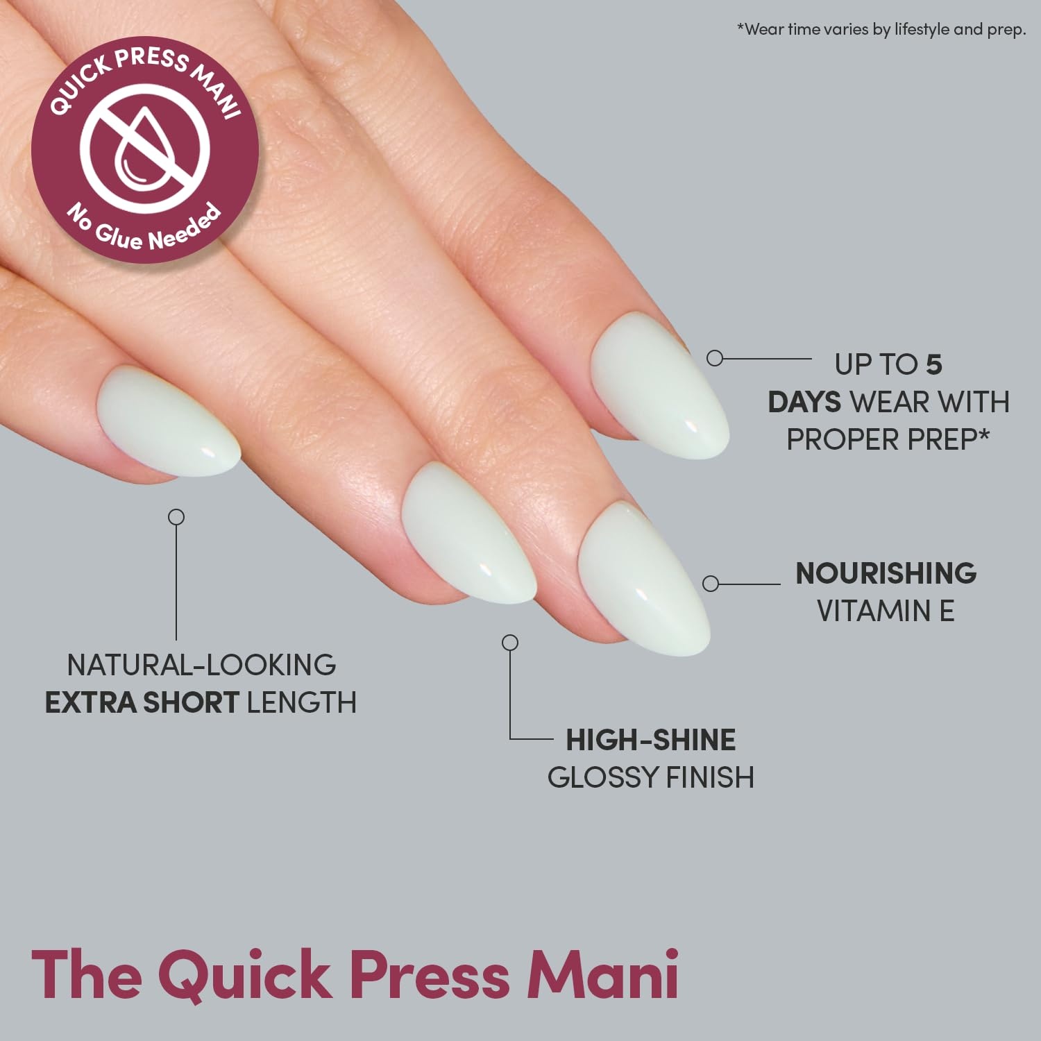 image:imageGlamnetic Press On Nails Quick Press No Glue Mani Extra Short Almond 30pcMinty Cloud