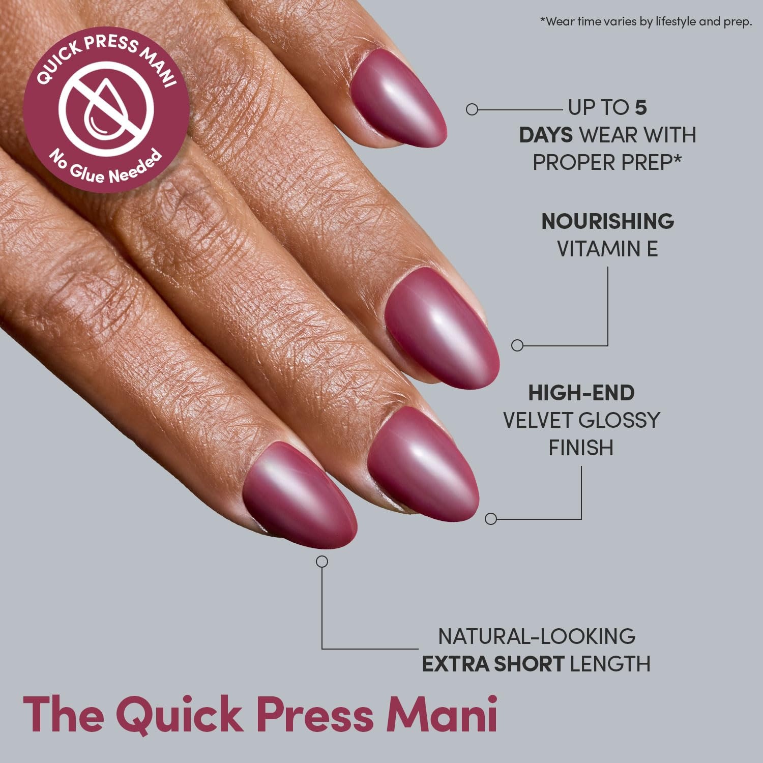 image:imageGlamnetic Press On Nails Quick Press No Glue Mani Extra Short Almond 30pcRed Allure