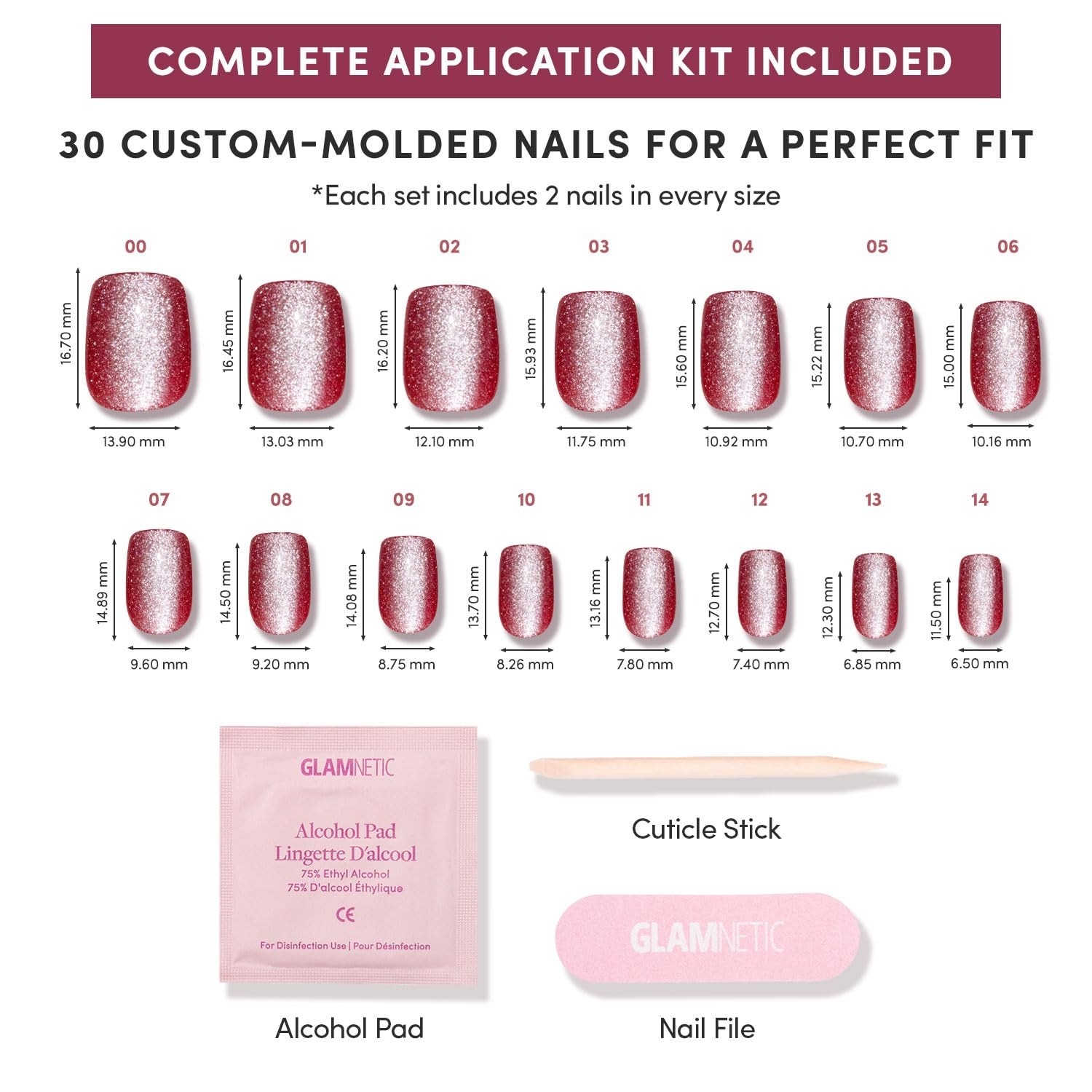 image:imageGlamnetic Press On Nails Quick Press No Glue Mani Extra Short Almond 30pcRed Allure
