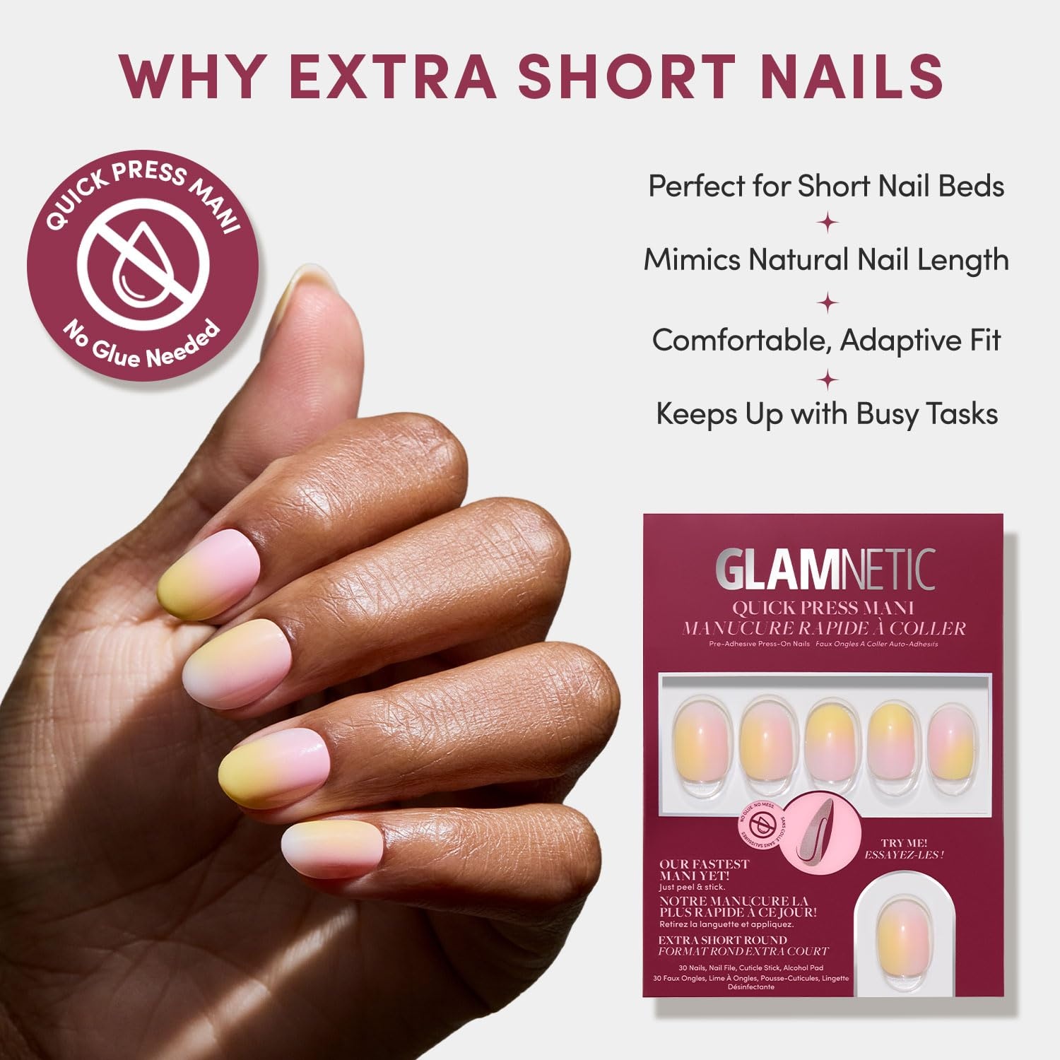 image:imageGlamnetic Press On Nails Quick Press No Glue Mani Extra Short Almond 30pcSherbert