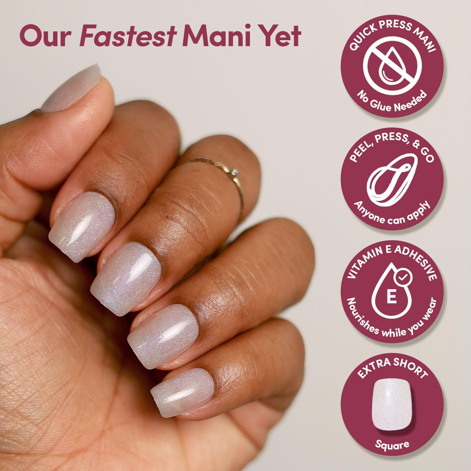 image:imageGlamnetic Press On Nails Quick Press No Glue Mani Extra Short Almond 30pcDaydream Veil