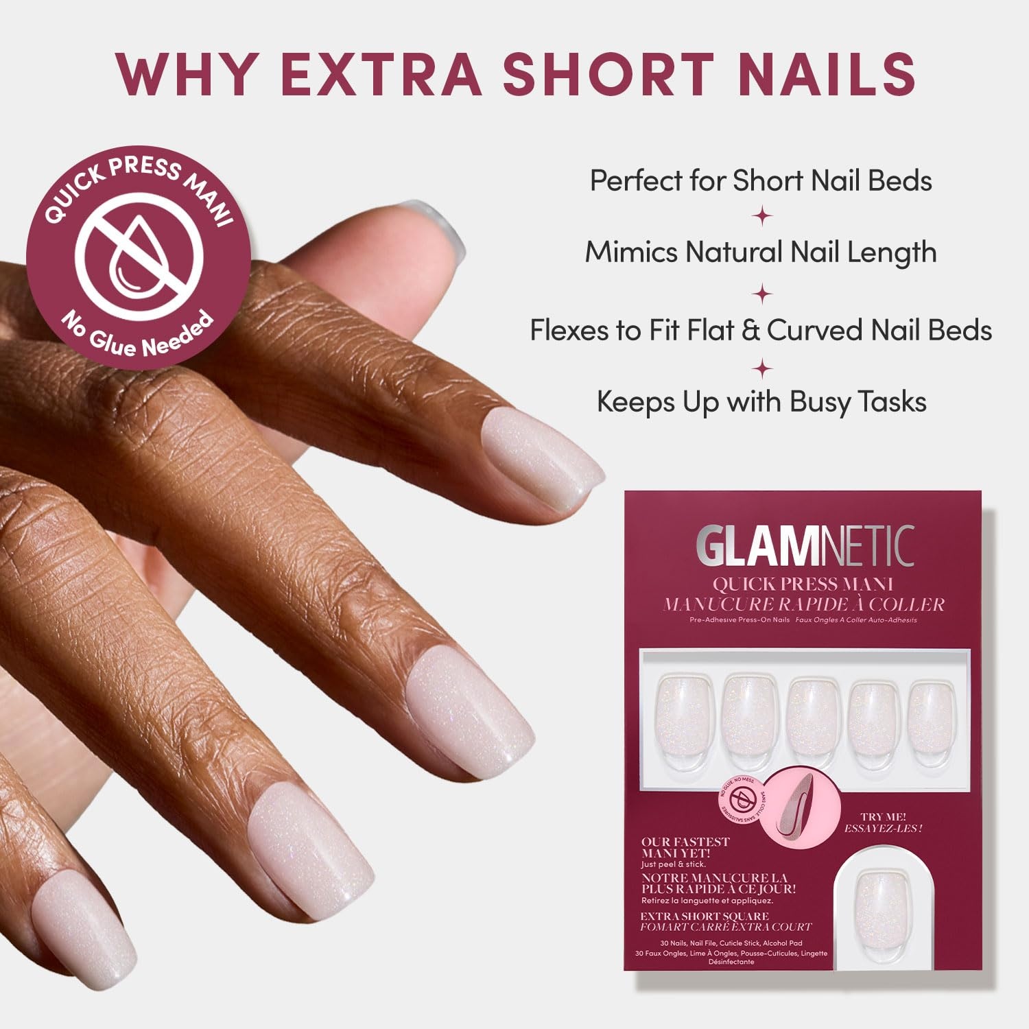 image:imageGlamnetic Press On Nails Quick Press No Glue Mani Extra Short Almond 30pcDaydream Veil
