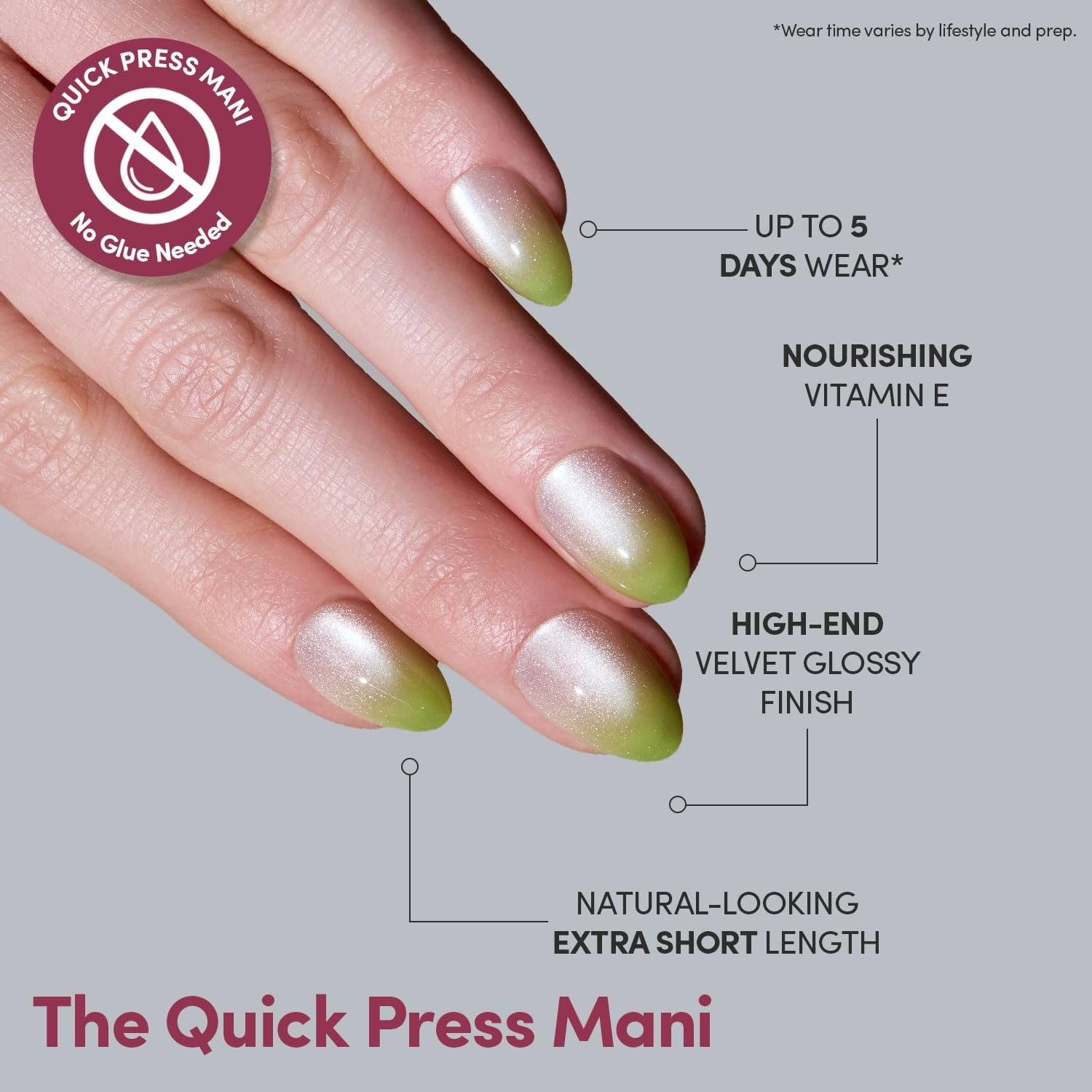image:imageGlamnetic Press On Nails Quick Press No Glue Mani Extra Short Almond 30pcLime Beam