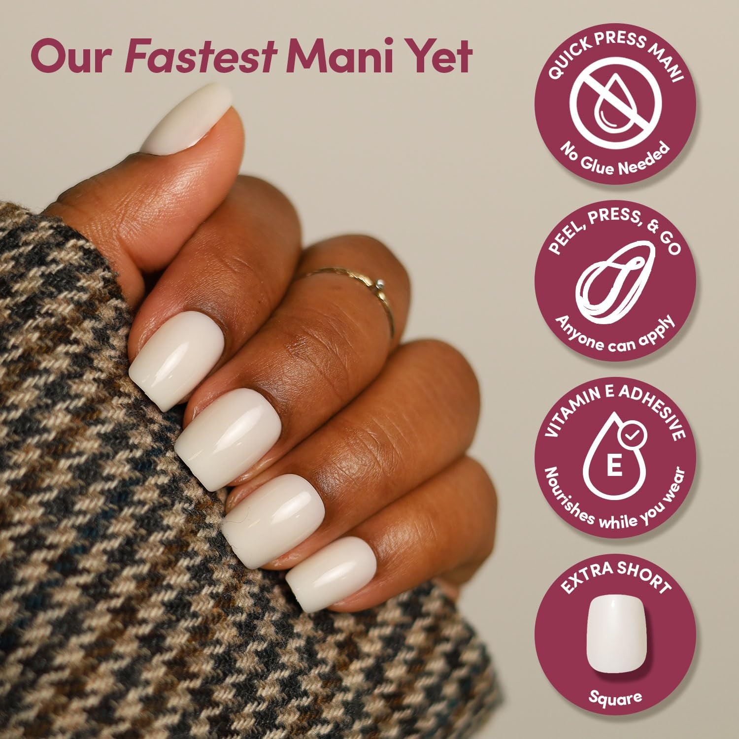 image:imageGlamnetic Press On Nails Quick Press No Glue Mani Extra Short Almond 30pcPorcelain