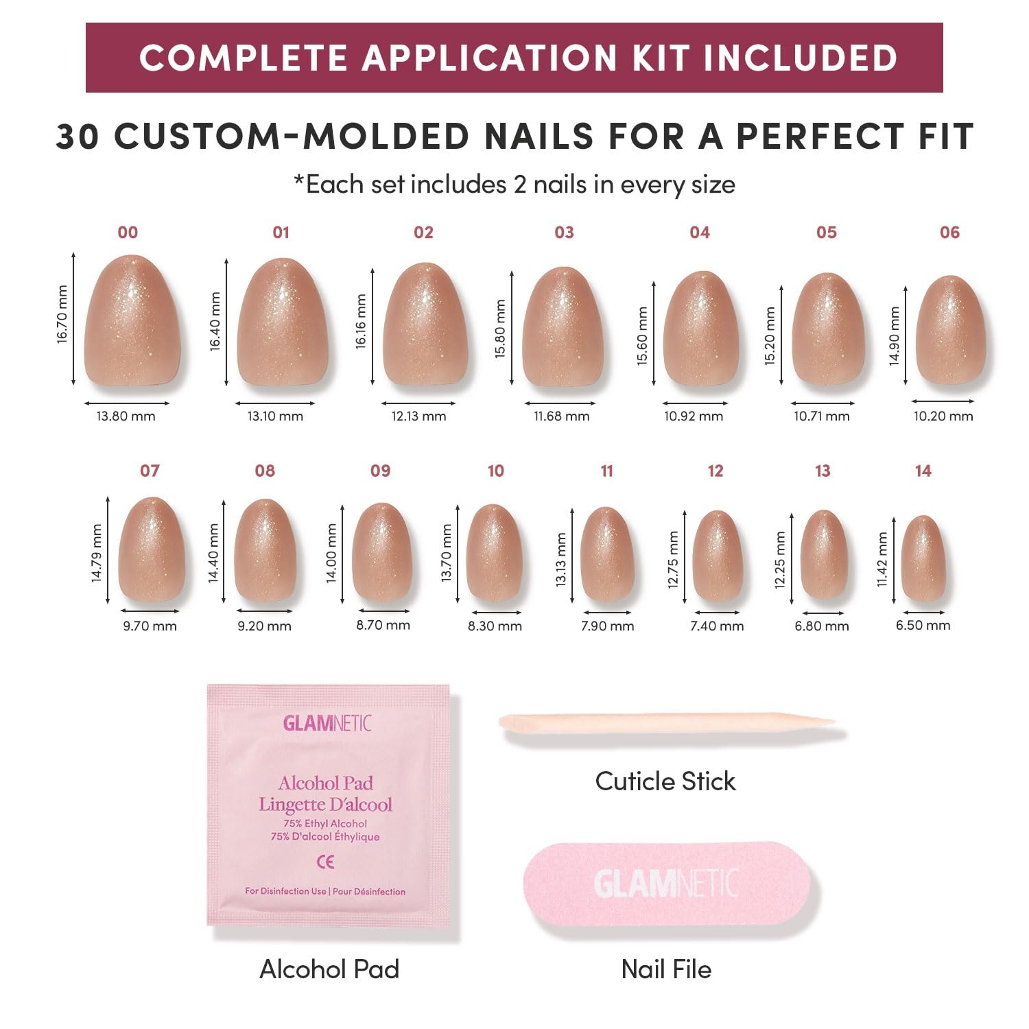 image:imageGlamnetic Press On Nails Quick Press No Glue Mani Extra Short Almond 30pcSparkly Brown