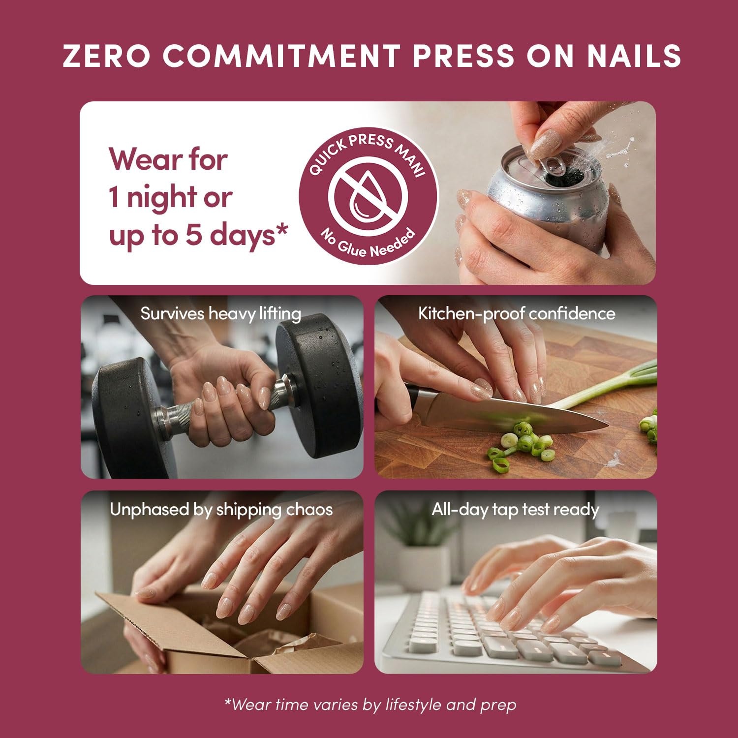 image:imageGlamnetic Press On Nails Quick Press No Glue Mani Extra Short Almond 30pcSparkly Brown