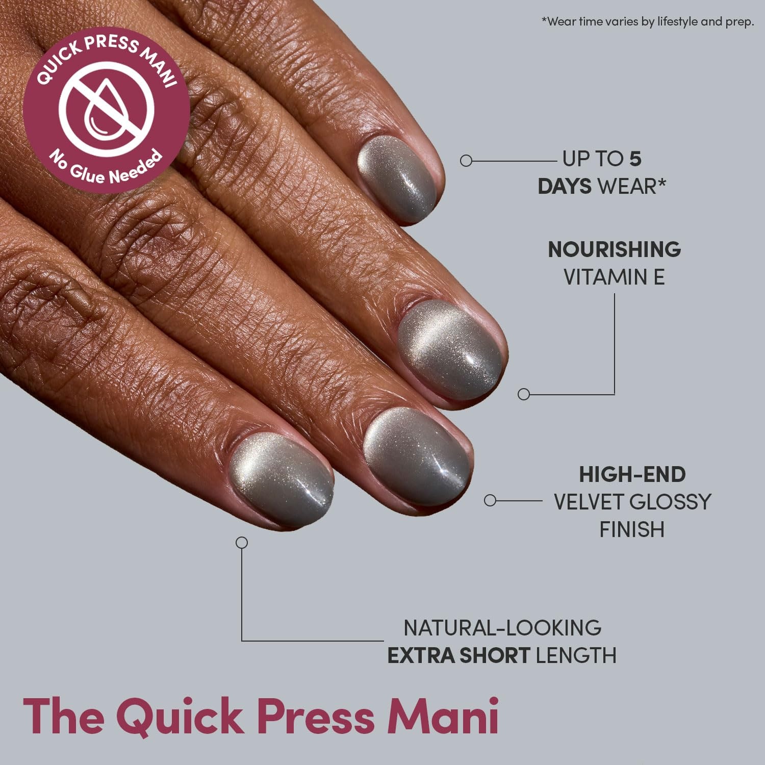 image:imageGlamnetic Press On Nails Quick Press No Glue Mani Extra Short Almond 30pcSparkly Moss