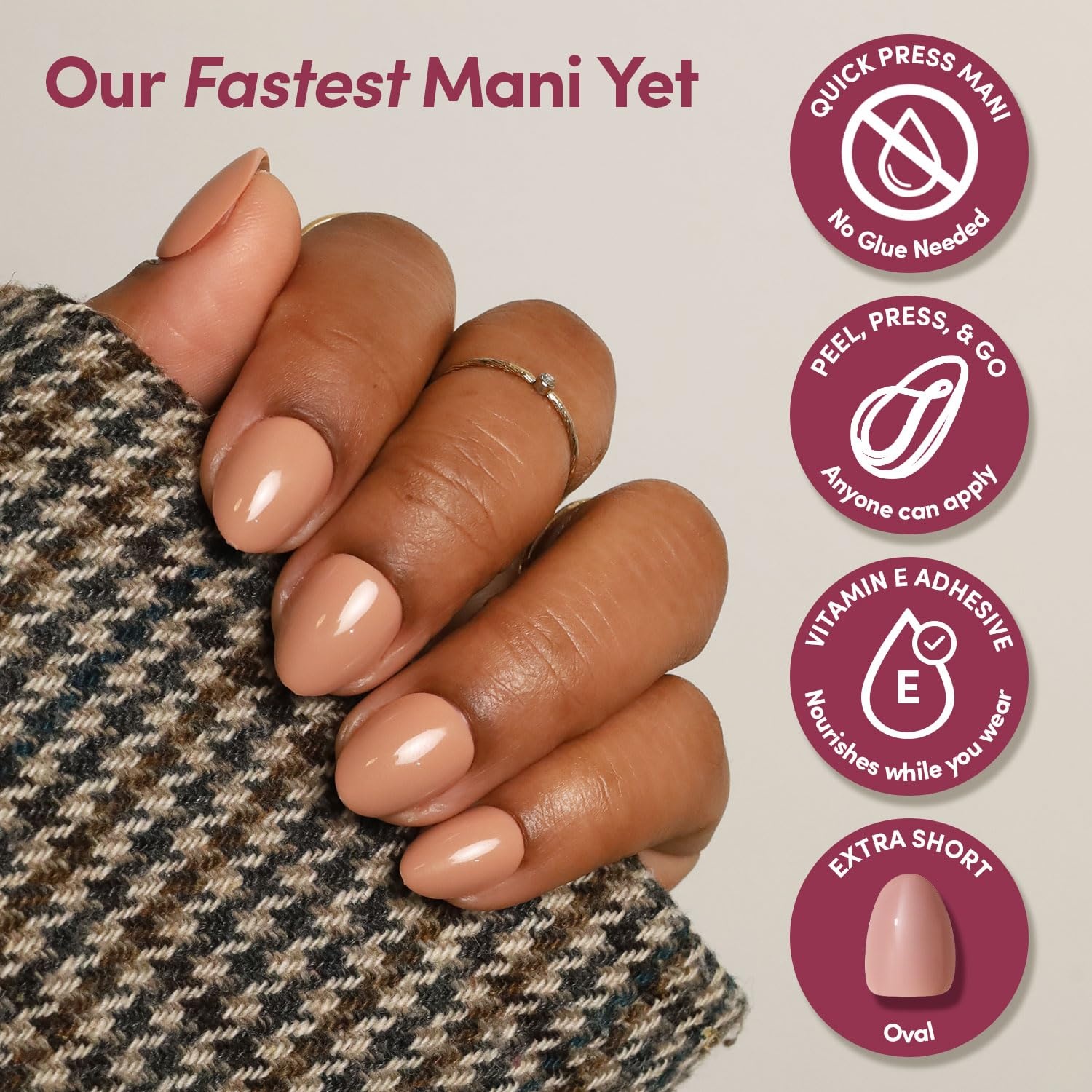 image:imageGlamnetic Press On Nails Quick Press No Glue Mani Extra Short Almond 30pcTeddy