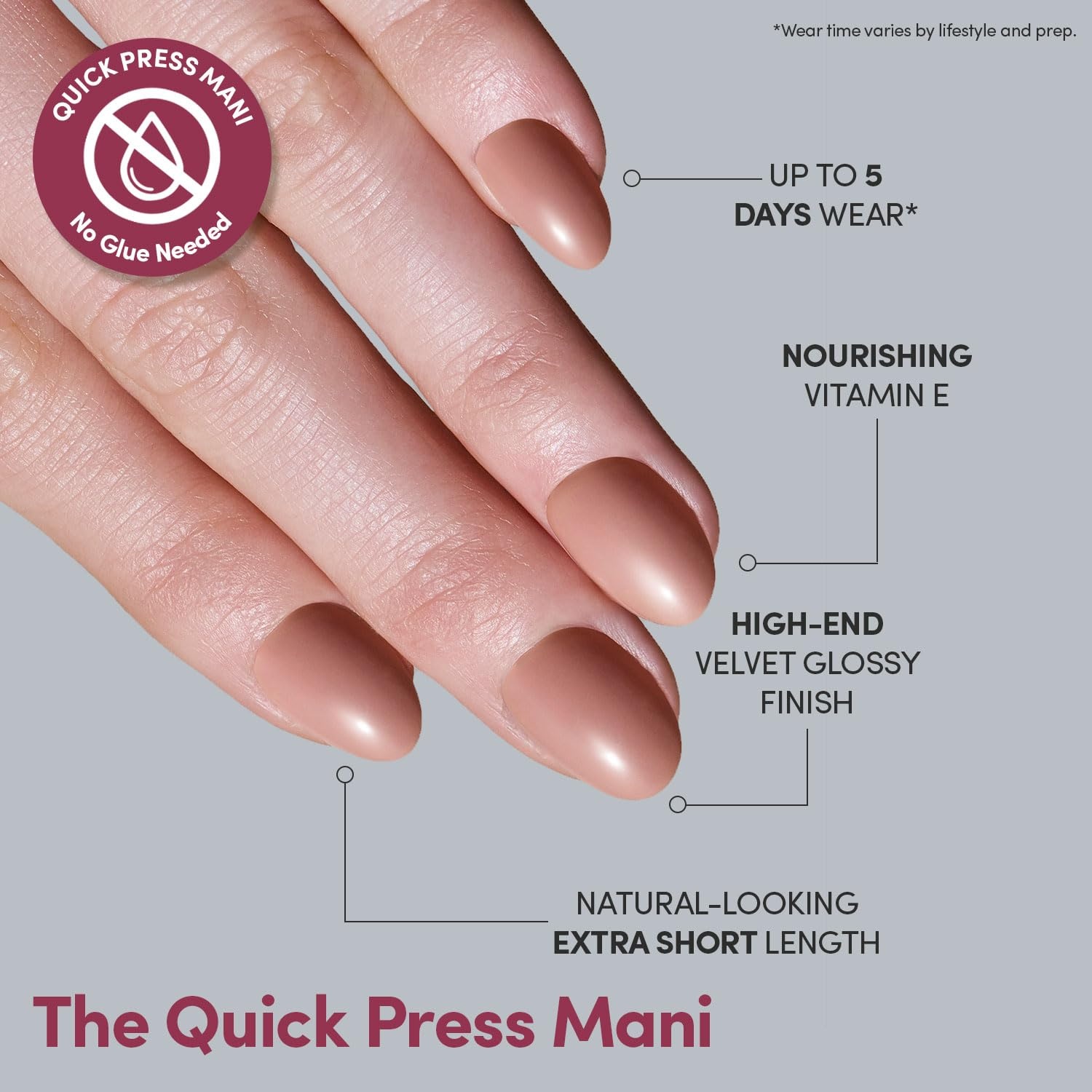 image:imageGlamnetic Press On Nails Quick Press No Glue Mani Extra Short Almond 30pcTeddy
