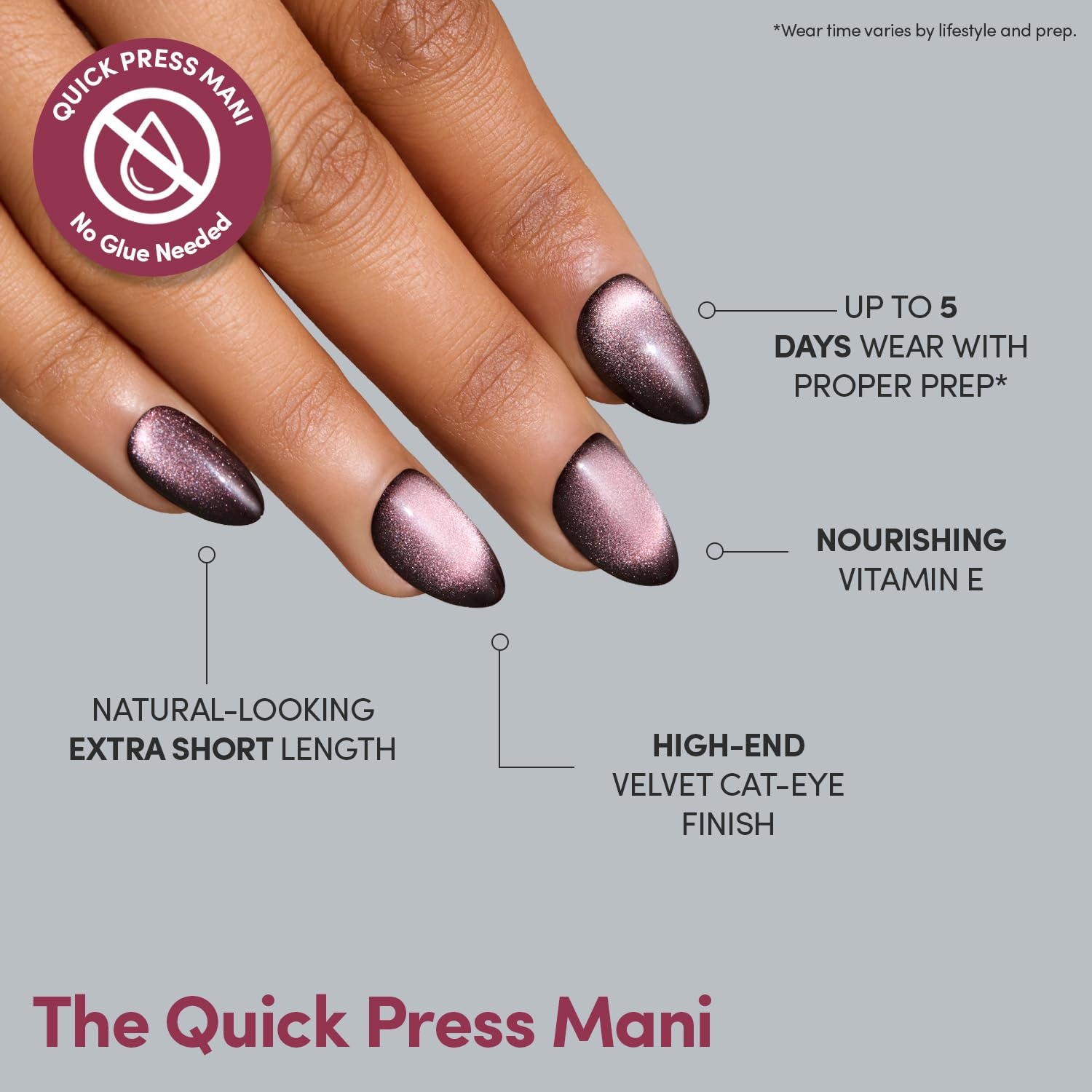 image:imageGlamnetic Press On Nails Quick Press No Glue Mani Extra Short Almond 30pcVelveteen Trance