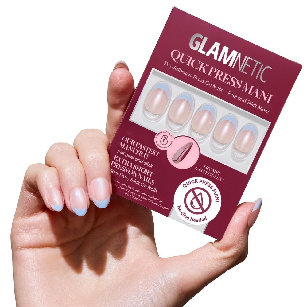 image:imageGlamnetic Press On Nails Quick Press No Glue Mani Extra Short Almond 30pcBlue Halo