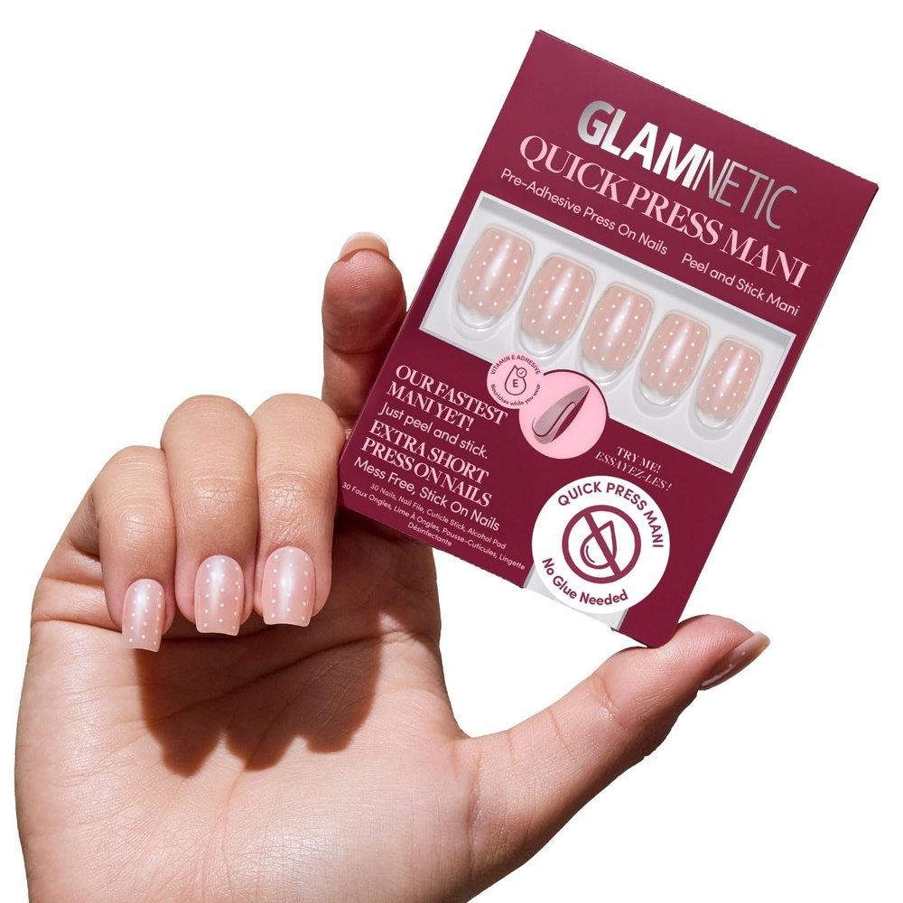 image:imageGlamnetic Press On Nails Quick Press No Glue Mani Extra Short Almond 30pcDainty Dots