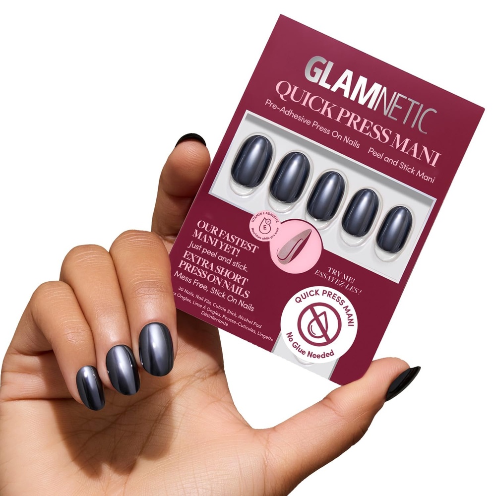 image:imageGlamnetic Press On Nails Quick Press No Glue Mani Extra Short Almond 30pcInk Spell