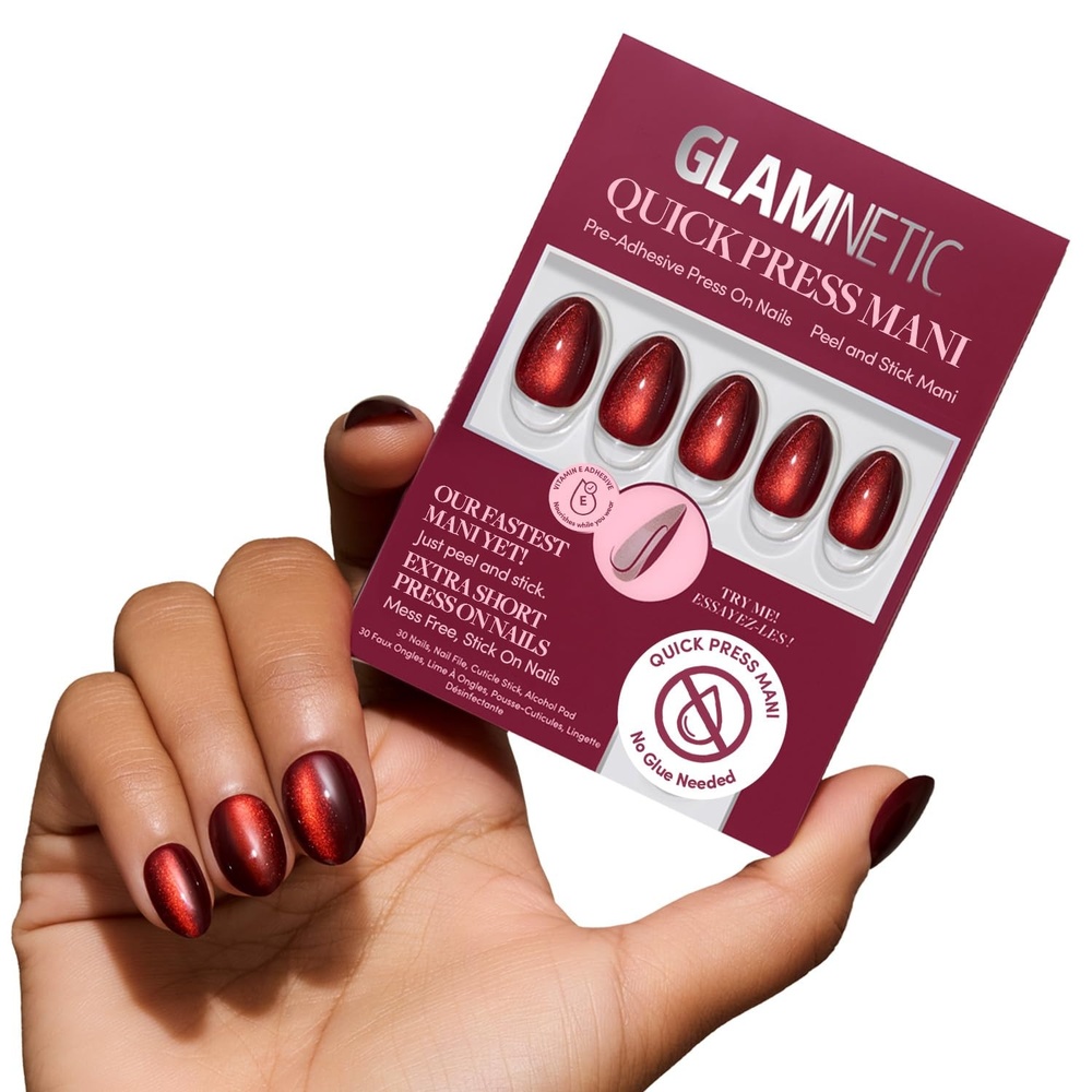 image:imageGlamnetic Press On Nails Quick Press No Glue Mani Extra Short Almond 30pcMidnight Merlot