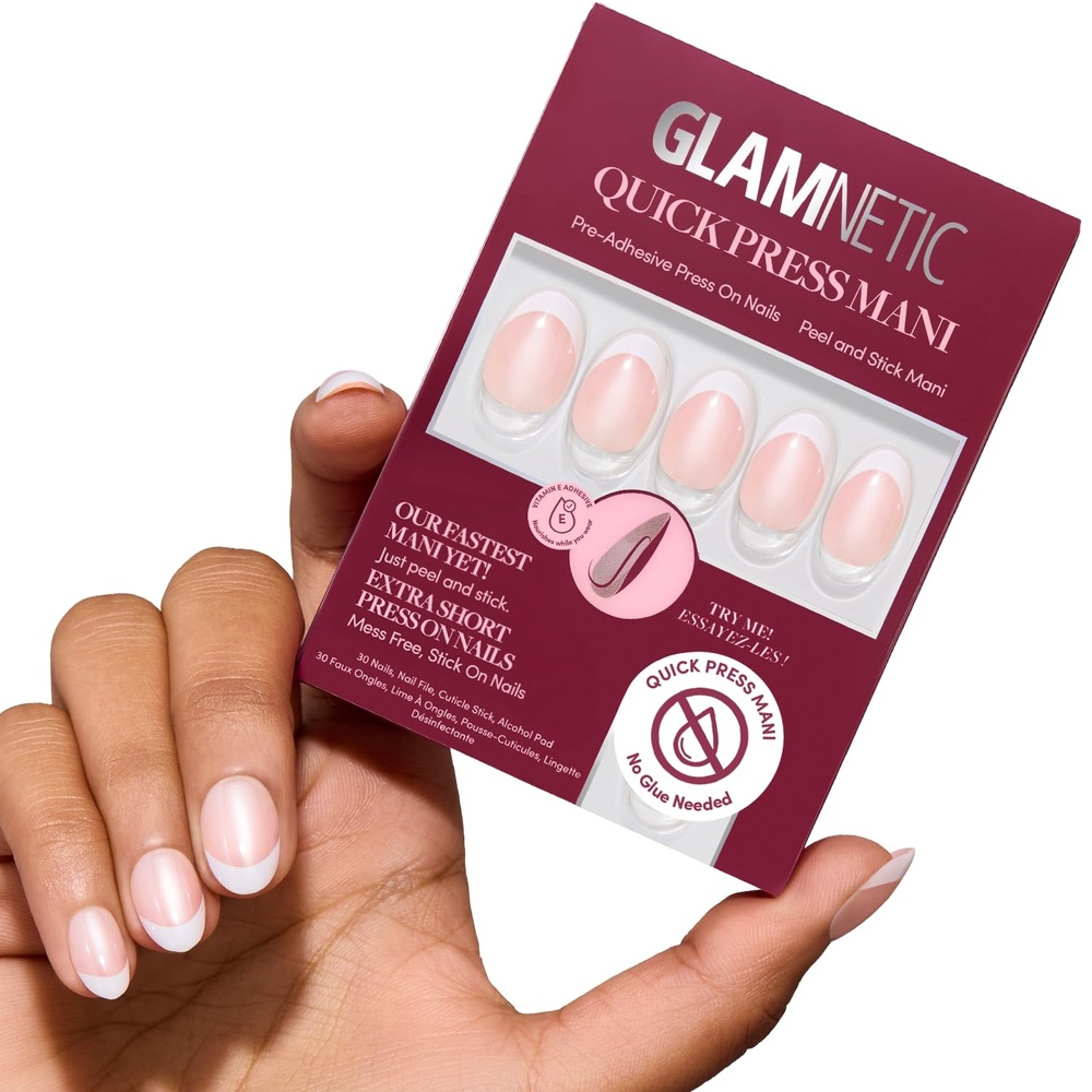 image:imageGlamnetic Press On Nails  Quick Press No Glue Mani Extra Short Almond 30pcPetite Pearls