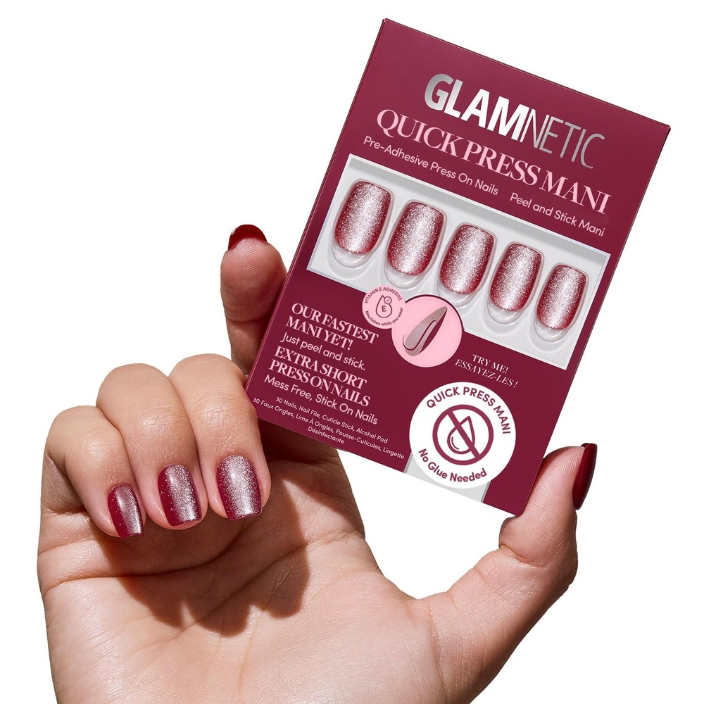 image:imageGlamnetic Press On Nails Quick Press No Glue Mani Extra Short Almond 30pcRed Allure