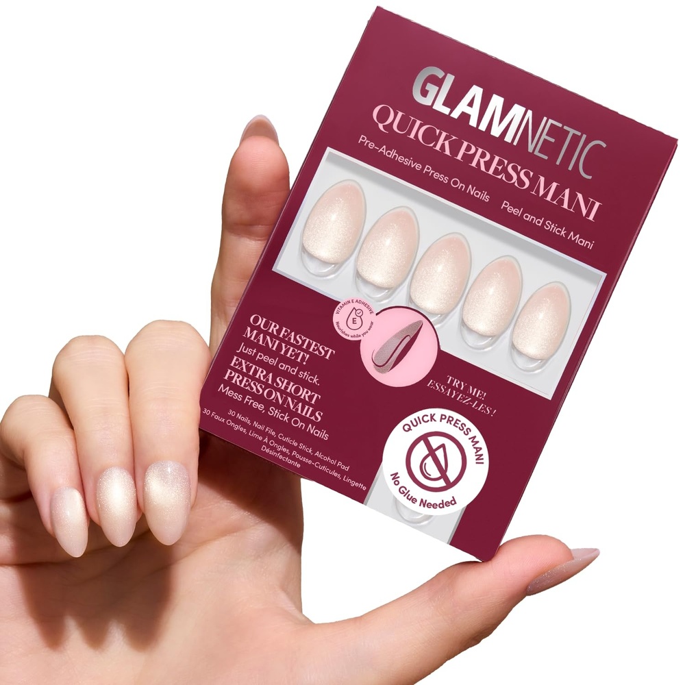 image:imageGlamnetic Press On Nails Quick Press No Glue Mani Extra Short Almond 30pcSnow Haze