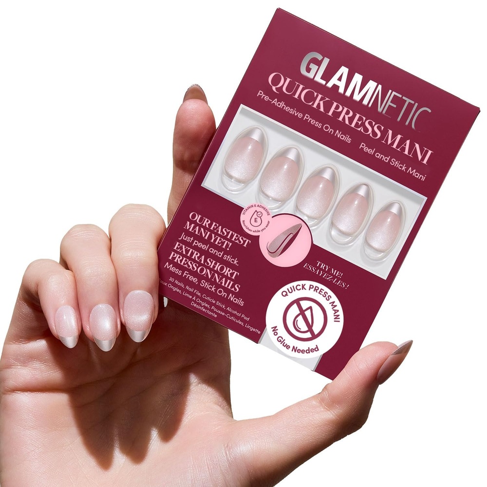 image:imageGlamnetic Press On Nails  Quick Press No Glue Mani Extra Short Almond 30pcVelvet Chrome