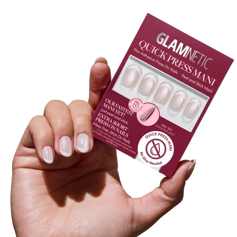 image:imageGlamnetic Press On Nails Quick Press No Glue Mani Extra Short Almond 30pcVelvet French