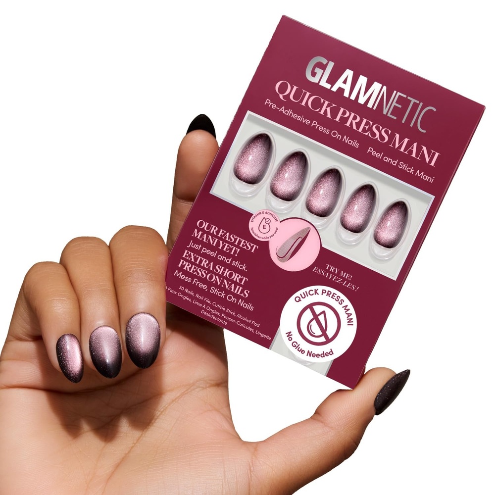 image:imageGlamnetic Press On Nails Quick Press No Glue Mani Extra Short Almond 30pcVelveteen Trance