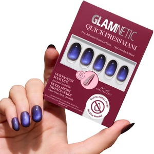 Glamnetic Press On Nails – Quick Press No Glue Mani Extra Short Almond 30pc(Deep Winter)