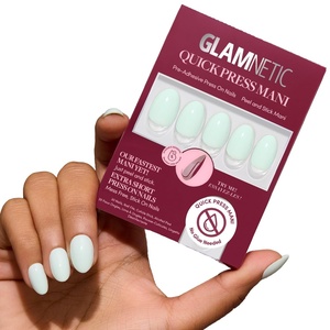 Glamnetic Press On Nails – Quick Press No Glue Mani Extra Short Almond 30pc(Minty Cloud)