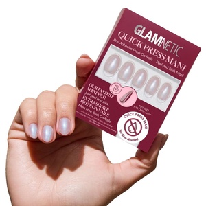 Glamnetic Press On Nails – Quick Press No Glue Mani Extra Short Almond 30pc(Nude Glazed)