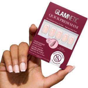 Glamnetic Press On Nails – Quick Press No Glue Mani Extra Short Almond 30pc(Pearl Du Jour)