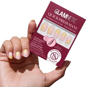 Glamnetic Press On Nails – Quick Press No Glue Mani Extra Short Almond 30pc(Sherbert)